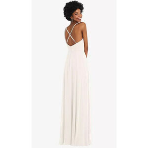 NEW After Six Women's 8 Faux Wrap Criss Cross Back Maxi Ivory Dress I23-1